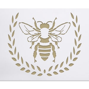 Bee and Laurel stencil - large detailed honeybee stencil - DIY wall or furniture decor painting