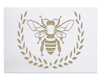 Stencil ape e alloro - stencil ape grande e dettagliato - pittura decorativa fai-da-te per pareti o mobili