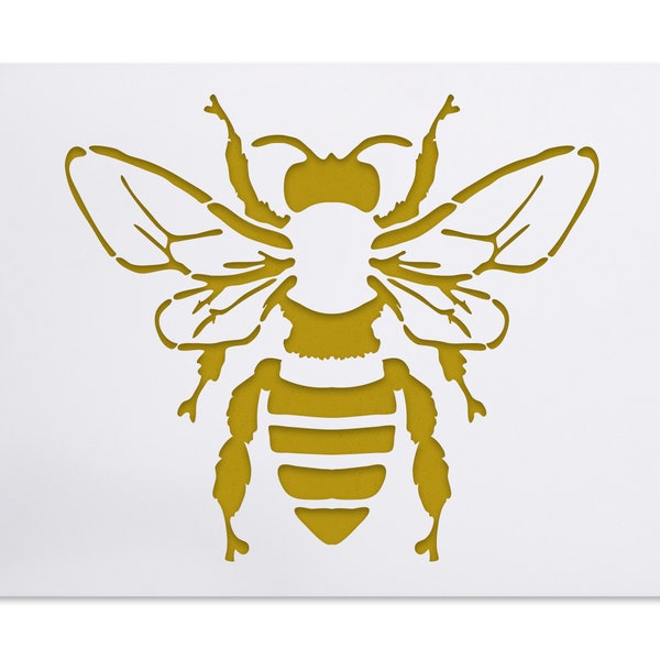 Bee stencil - large detailed honey bee DIY wall decor painting stencils - easy to use reusable honeybee stencil for fabric - bee decor gifts