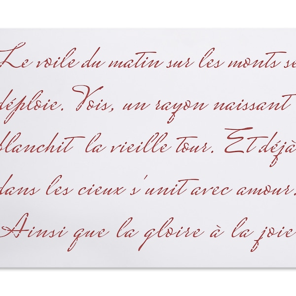 Schablone Französische Schrift - Schriftzug französische vintage Poesie - french shabby chic Schreibschrift Dekoration - Schablone für Möbel
