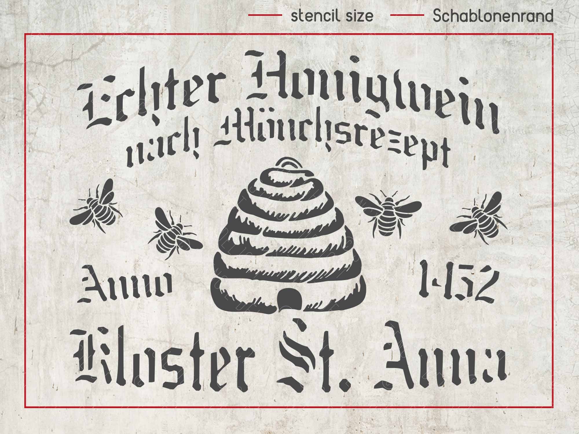Honey Mead Bee Hive Stencil: Vintage Gothic Font Sign - Etsy