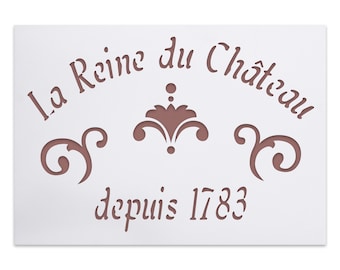 Fransk vintagestencil - La Reine du Chateau - shabby chic DIY-dekor