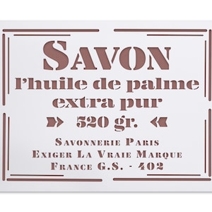 French shabby chic stencil - Savonnerie Paris vintage look stencil - furniture decor stencil - soap imprint bathroom wall decoration stencil