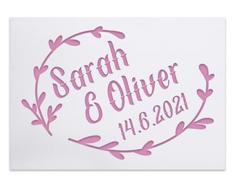 Pochoir de mariage personnalisé : décoration florale rustique bricolage