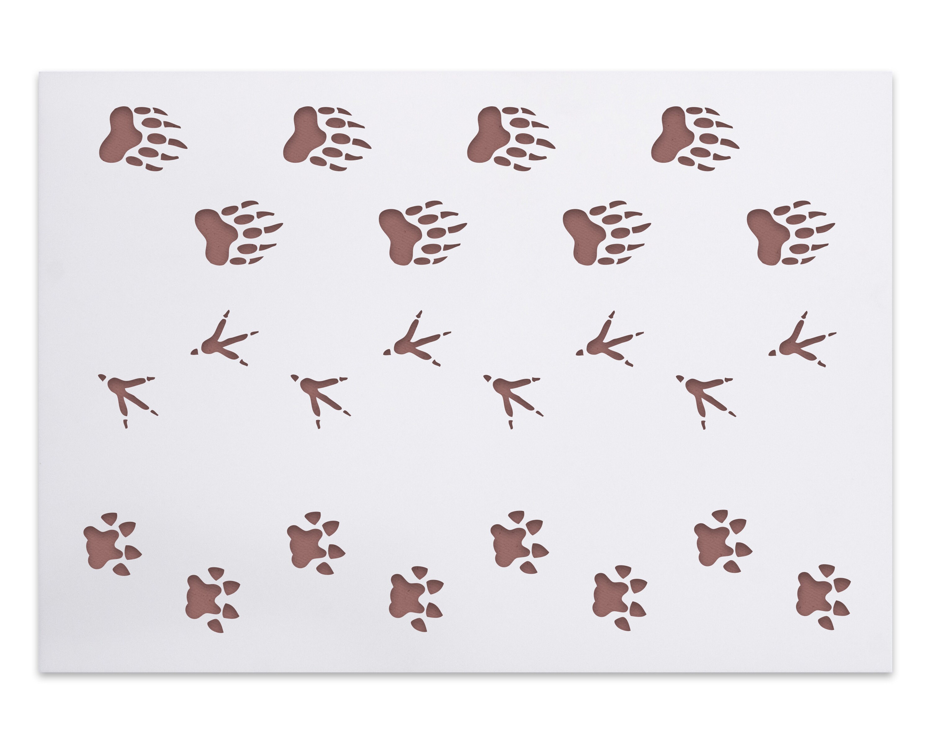 Stencil con impronte di orso, gatto e uccello - Wilderness Pattern - Tracce di animali - Stampa zampa - Impronta del piede - Decorazioni naturali fai-da-te