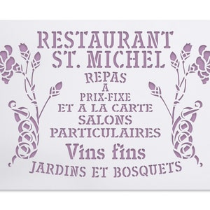 French Stencil - Restaurant St. Michel - Sign with Vintage Letters - Shabby Chic France Foods