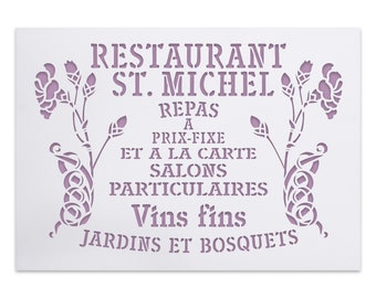 Fransk Schablon - Restaurang St. Michel - Skylt med Vintagebokstäver - Shabby Chic France Foods