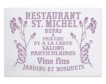 Schablone Restaurant St. Michel - französische vintage Schrift - shabby chic Dekoration DYI