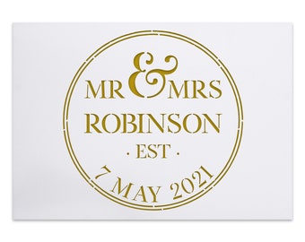 Custom Wedding Stencil: Rustic Names & Date Decor
