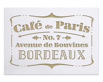 Café de Paris Stencil: Shabby Chic Vintage DIY Home Decor