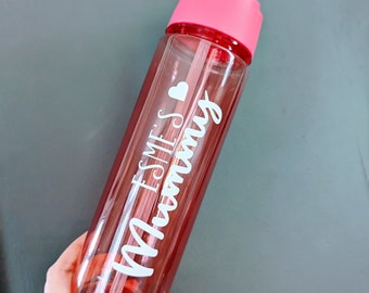 Mummy Water Bottle. Personalised Water Bottle with Child's Name. Pink or Blue. 550ml