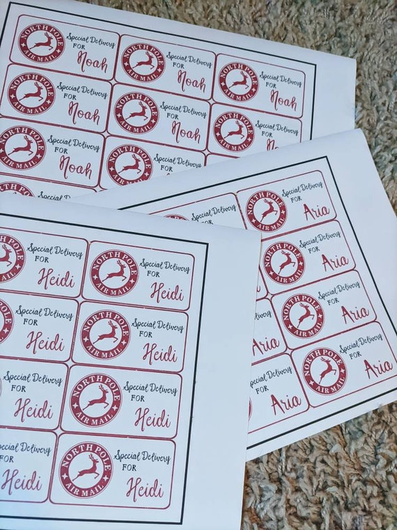 Personalised Christmas Present Gift Labels. From Father Christmas. North Pole Air Mail. From Santa. Sticky Labels