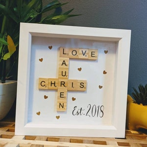 Scrabble Frame Couples Gift. Personalised Gift. Anniversary Gift. Valentine's Day gift for Boyfriend Girlfriend Husband Wife