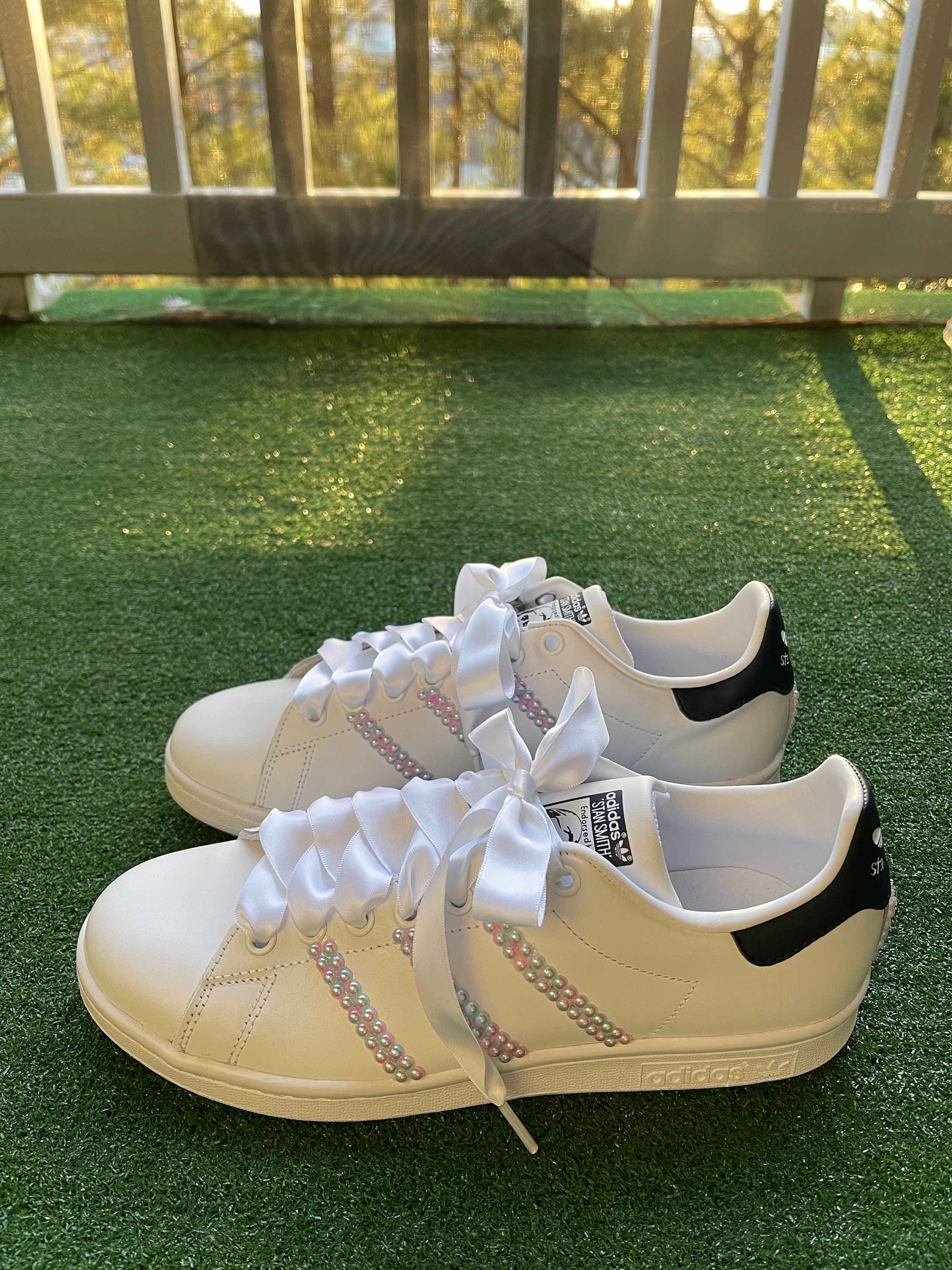 Adidas Stan Smith Tennis Shoes Stain Laces with Pearls Etsy