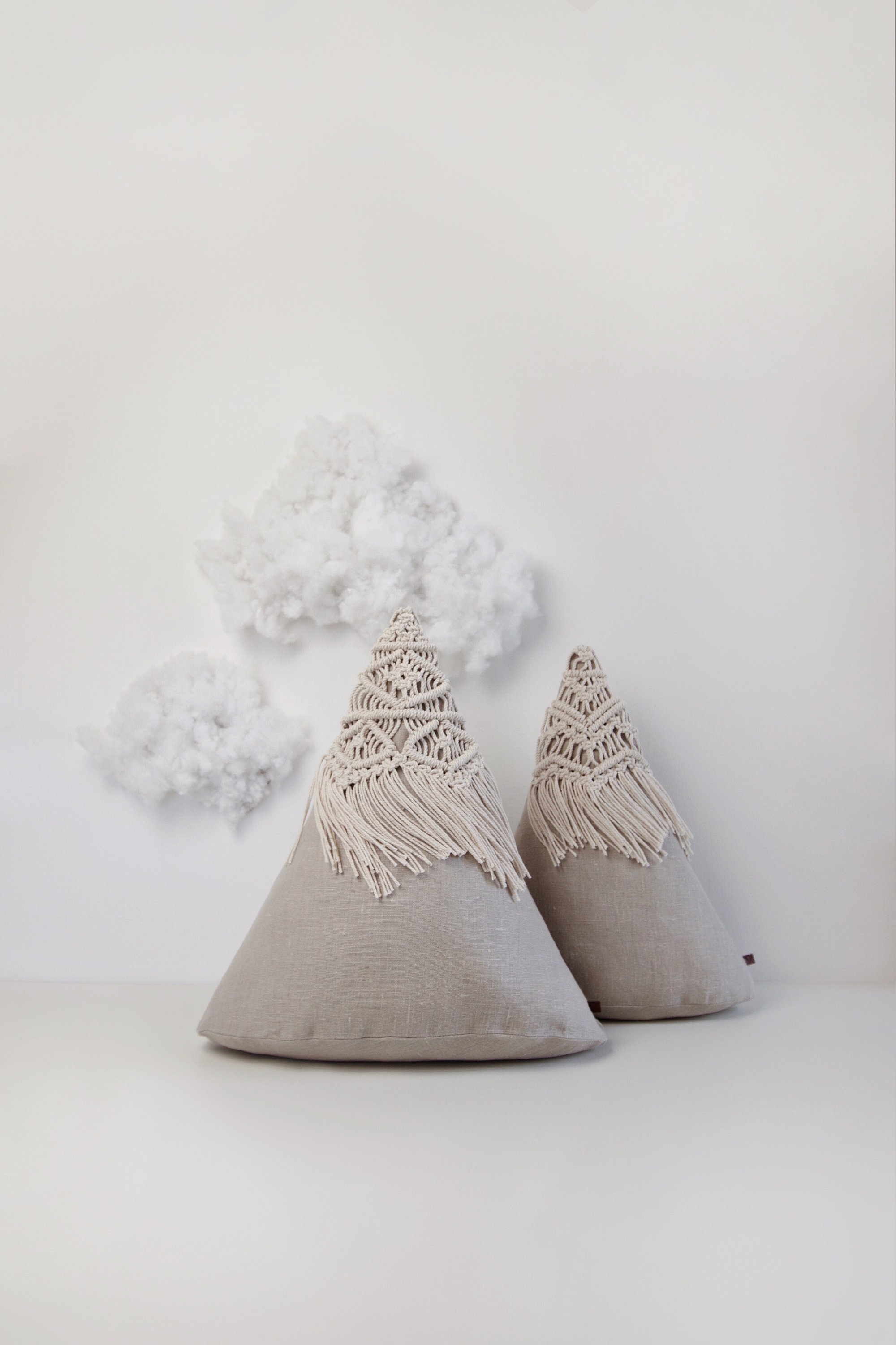 Original Organ Mountain Pillow/ Snowy Pillows/ Home Decor/ Soft Mountains/ Macrame Baby Room Boho/ E