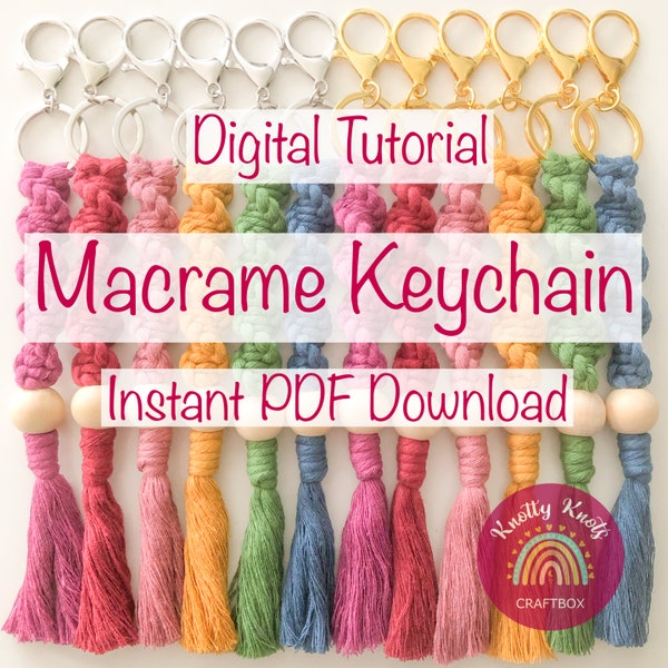 Macrame Keychain Spiral Pattern, Digital PDF Download, Macrame Keychain Tutorial, Step-by-Step Instructions, Instant Download