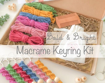 6 x Macrame Keyring DIY Kit - Handbag Charms, Keychain
