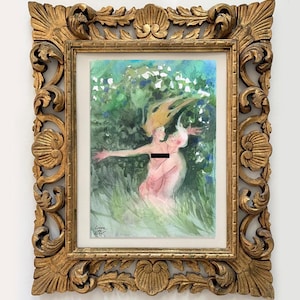 恋人、恋人同士、キス、恋人同士の抱擁、ロマンチックな絵画、水彩画の壁画、オリジナルアートの絵画