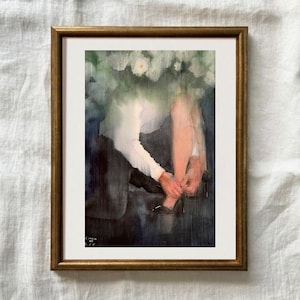 Innamorato, Bacio, Coppia innamorata, Pittura ad acquerello originale, regalo per gli innamorati, regalo di nozze