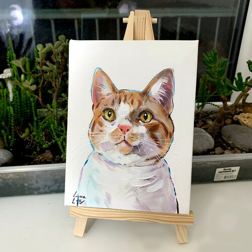 Canvas shops pet portrait, custom painting, Acrylic on Canvas, pet portrait peekaboo, dog painting custom, Ready to Hang, cat painting custom