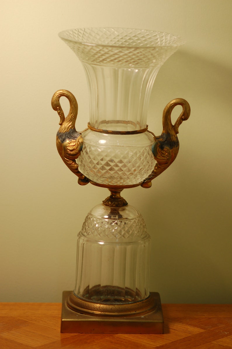Baccarat French Crystal Urn / Vase With Metal Mount C 1900 Etsy