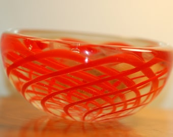 Rare Flavio Poli (para Seguso Vetri d'arte) tazón de cristal de Murano C: 1960