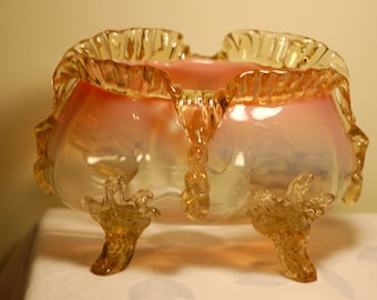 Documented early Loetz Bohemian glass vase / bowl C: 1885