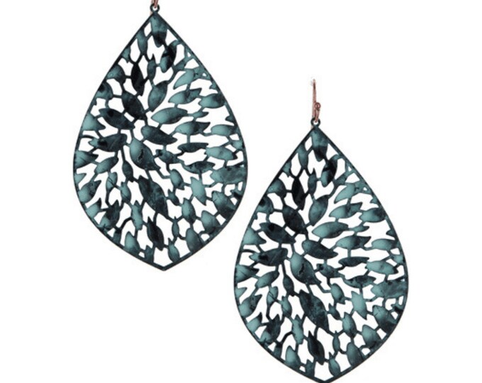 Thin Long Statement Teardrop Dangle Earrings for Women Patina - Etsy