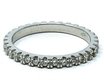 Silver CZ Stackable Eternity Rings Bands Full Midi Sterling Wedding Matching For Women