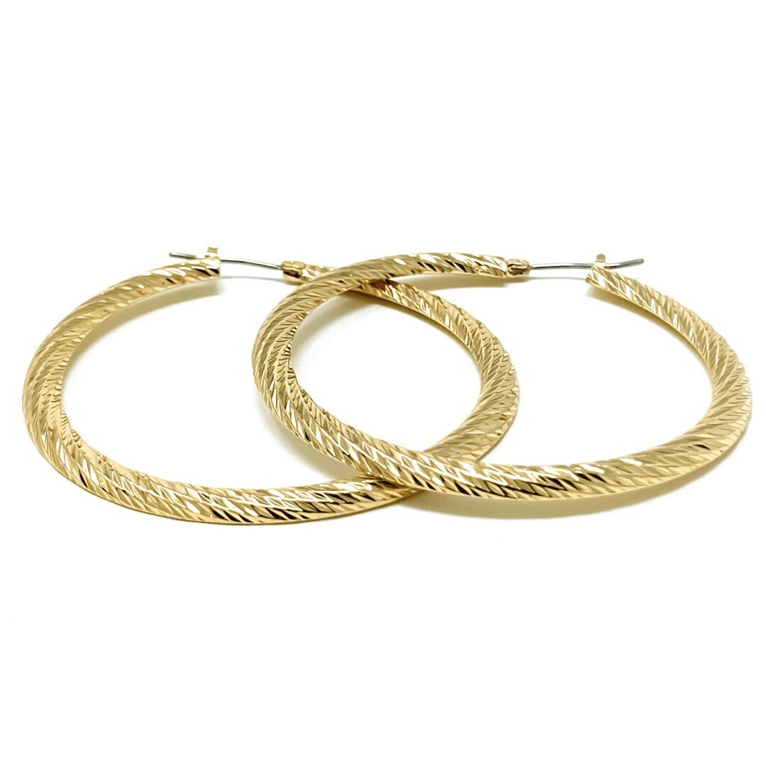 Flat Back Large Gold Hoop Earrings Statement Dangle - Etsy