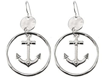 ER2850 Graceful Garden Navy Style Nautical Anchor Charm Dangle Earrings 