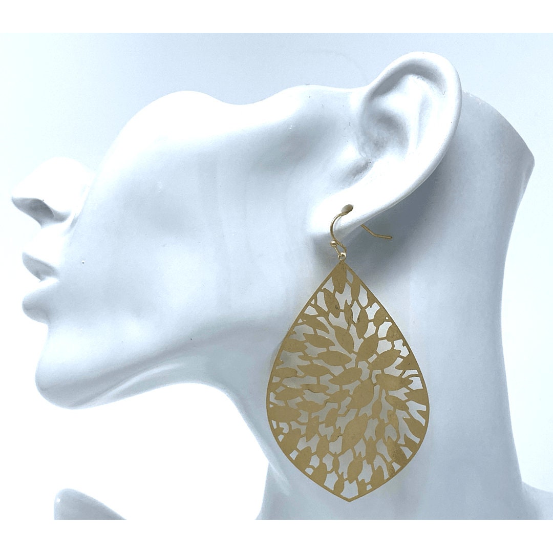 Long Thin Gold Teardrop Dangle Statement Earrings for Women | Etsy