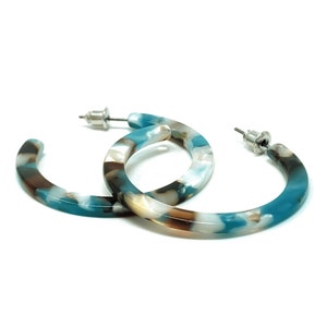 Turquoise Resin Hoop Earrings, Lucite Acrylic Trendy Jewelry