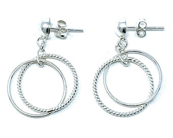 Sterling Silver Hoop Studs Earrings, Cute Fun Simple Minimalist Post Statement Earrings