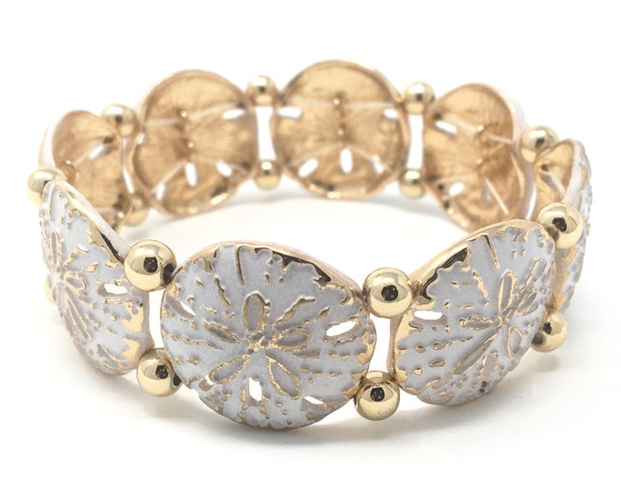 Silver Sand Dollar Bracelet With Tiny Freshwater Pearls, Sand Dollar ...
