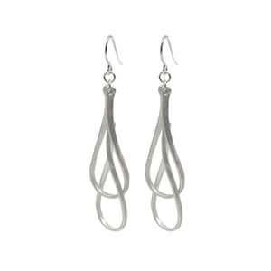 Silver Double Hoop Teardrop Earrings, Trendy Drop Dangle Long Pretty Earrings, Classy Earrings