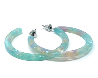 Resin Circle Hoop Earrings, Lucite Acrylic Trendy Jewelry