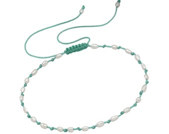 Pearl Beaded Adjustable Thread Bracelet, Friendship Braided Woven Rope Bracelet, Freshwater Pearls Minimalist Dainty Women's Jewelry