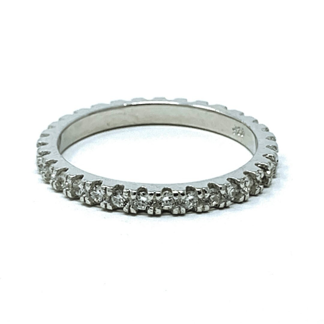 Silver CZ Stackable Eternity Rings Bands Full Midi Sterling Wedding ...
