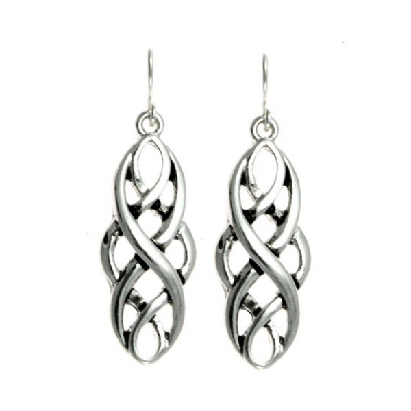 Silver Celtic Knot Earrings,  Irish Symbol Jewelry, Dangle Drop Earrings Gift For Her