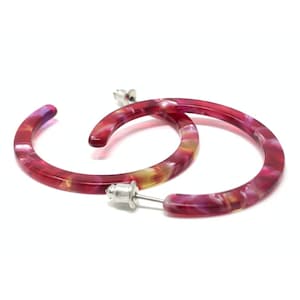 Red Resin Hoop Acrylic Earrings Jewelry, Lucite Acetate Circle Trendy Minimalist Simple Statement Earrings, Resin Hoops Jewelry For Women
