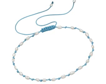 Pearl Beaded Adjustable Thread Bracelet, Friendship Braided Woven Rope Bracelet, Freshwater Pearls Minimalist Dainty Women's Jewelry