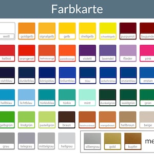 Może przedstawiać: Tabela kolor&oacute;w z r&oacute;żnymi kolorami, w tym czerwony, niebieski, zielony, ż&oacute;łty i brązowy. Tabela jest oznaczona jako "Farbkarte" w języku niemieckim, co oznacza "tabela kolor&oacute;w".