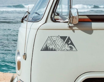 Aufkleber Wald Berge Wasser Welle für Auto und Van