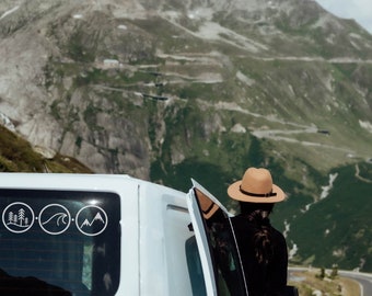 Bumper sticker Forest, wave & mountains in a circle Sticker Sticker Vanlife Van Camper