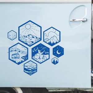 Etiqueta engomada del coche Camping Vanlife Mosaic Decal Camper Van Motorhome Caravan