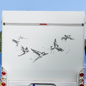 Golondrinas Libertad Gratis Autocaravana Pegatina Caravana Pegatina Coche Pegatina Laptop Foil Cut Plot