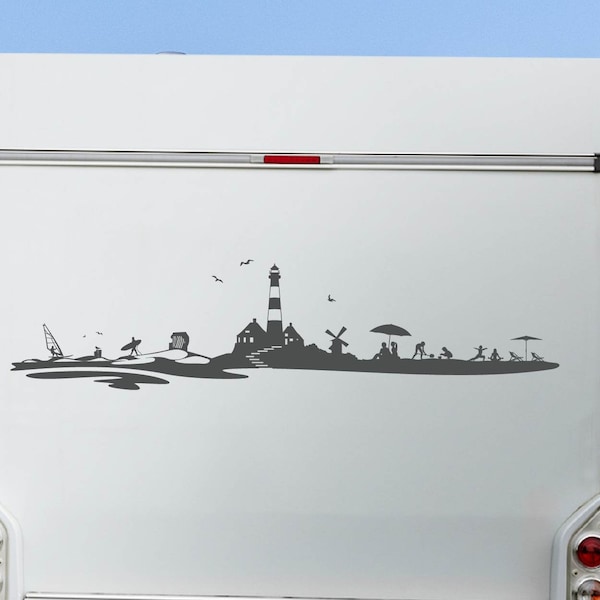 Nordsee Ostsee Küsten Skyline Wohnmobil Aufkleber Wohnwagen Sticker Auto Aufkleber Laptop Folienschnitt Plot