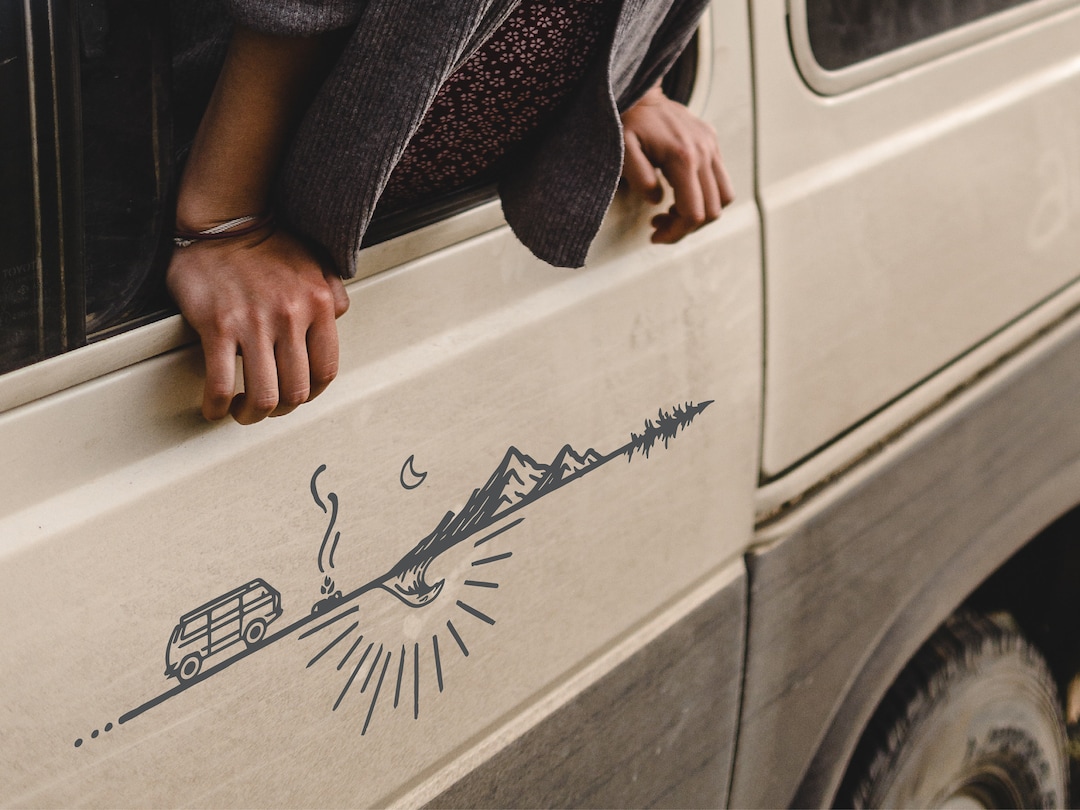 Autocollant Adhésif Découpé VAN LIFE - Thème Camping-car/van - Matière Vinyle - Fait Main En France