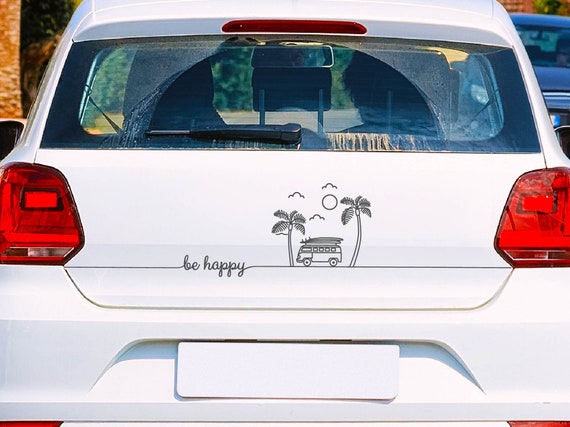 Aufkleber Be Happy Linie Palme Camper Sticker Decal Auto Laptop  Autoaufkleber Folienaufkleber Klebefolie -  Österreich